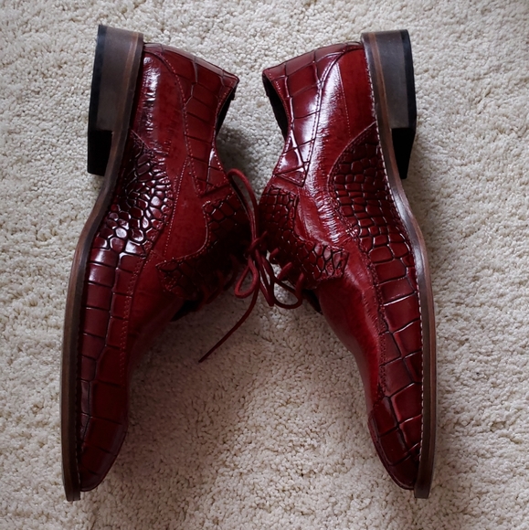 Stacy Adams Red Rolando Wingtip Oxfords - Picture 4 of 9